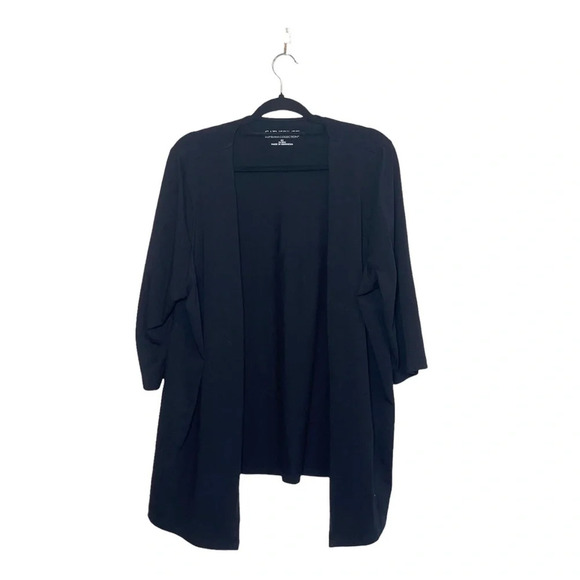Catherines Suprema Collection Black Button Sleeve Open Front Cardigan 0X Women’s - Picture 2 of 13